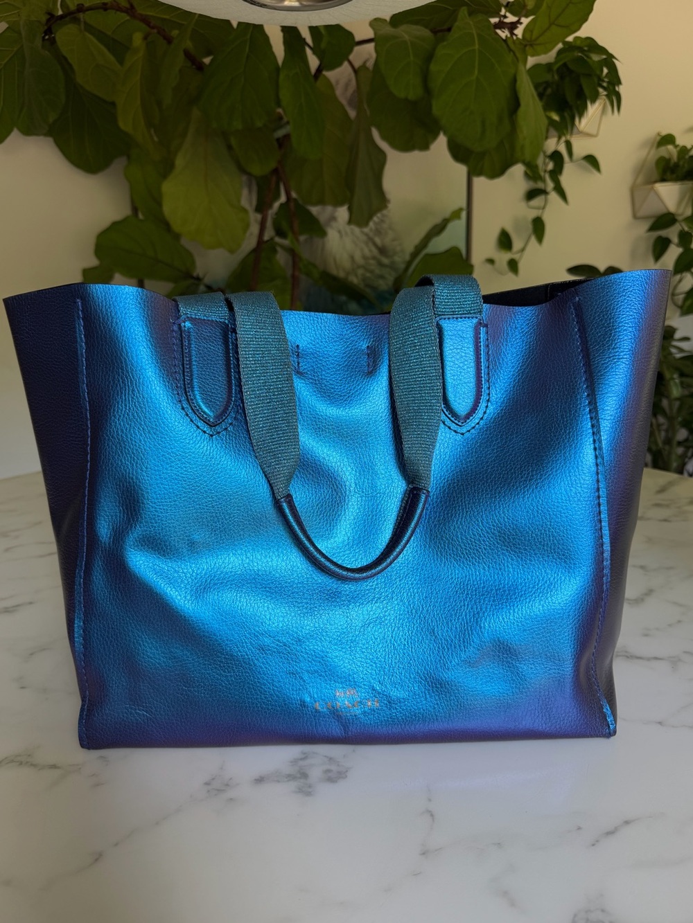 Coach Large Derby Tote in Hologram Leather F59388 Metallic Oil Slick Iridescent